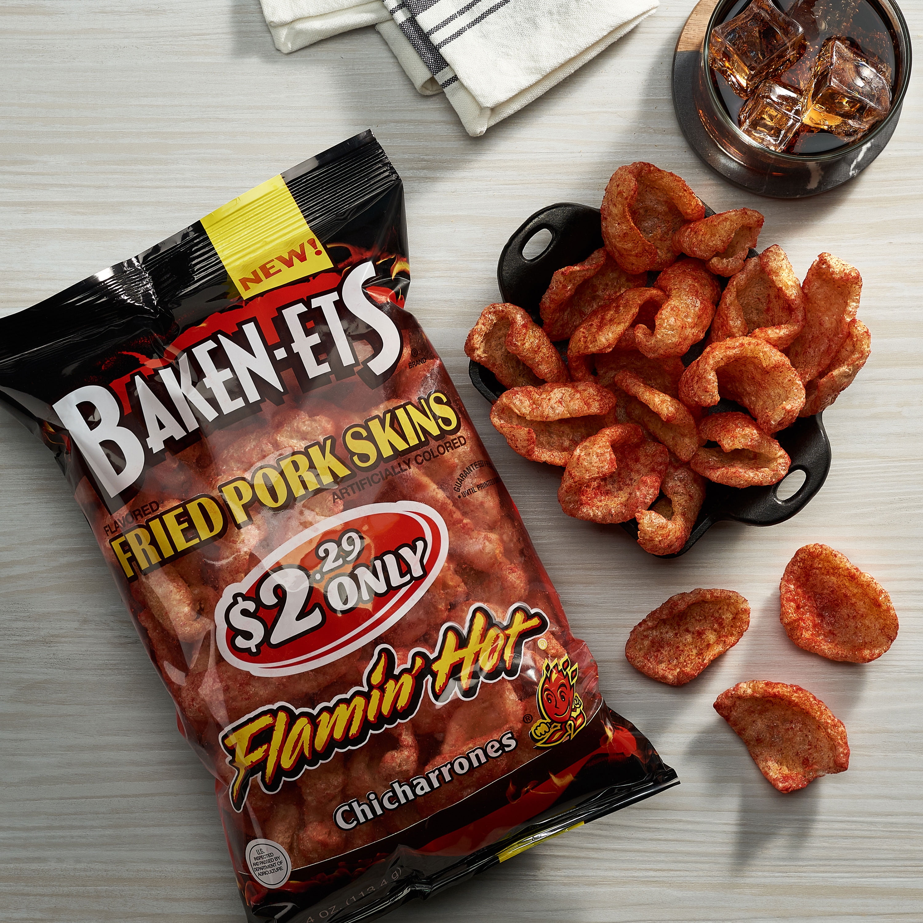 Fried Pork Skins, Flamin' Hot Flavored, 51 OFF