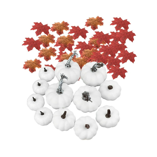 Modelo de calabazas falsas de 12 Uds., accesorios de espuma para Halloween, herramienta educativa para niños, verduras artificiales DIY para tienda de 3 Tamaños con Hojas