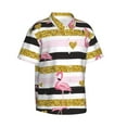 thumbnail image 2 of Easygdp Gold Glittering Hearts and Flamingos Men's Hawaiian Shirts Print Lapel Short Sleeve for Beach, vacation, party, casual occasions - Large, 2 of 9