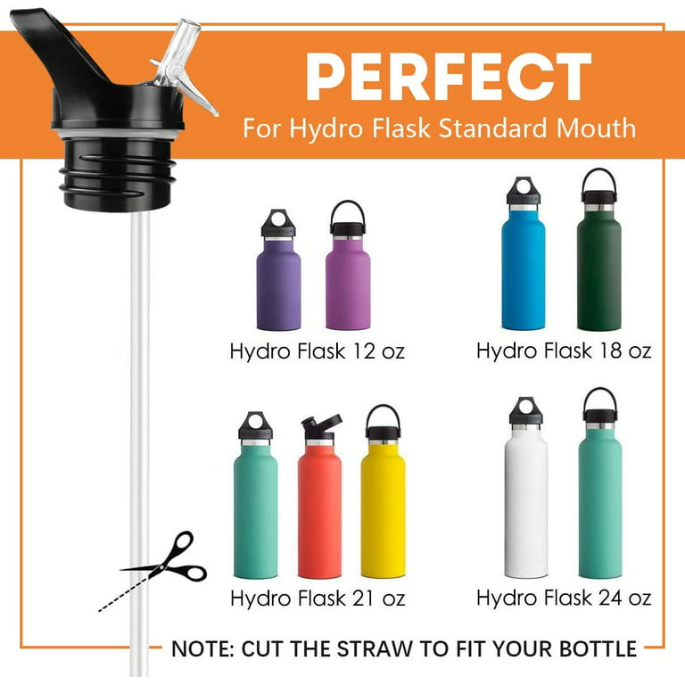 Straw Lid Replacement for Hydro Flask Standard Mouth & Simple Modern Ascent 12-64oz Bottles. New and Improved Design Sipping Cap with Straws, Brush