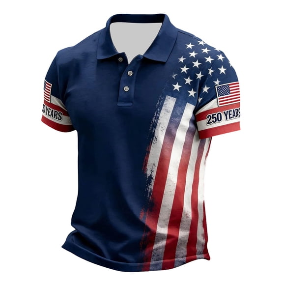 CONROSES 250Th Anniversary Usa Men's Short Sleeve Polo Shirts Patriotic Usa Flag Graphic Collared 4Th Of July Polo Shirt for Men Independence Day Golf Shirts
