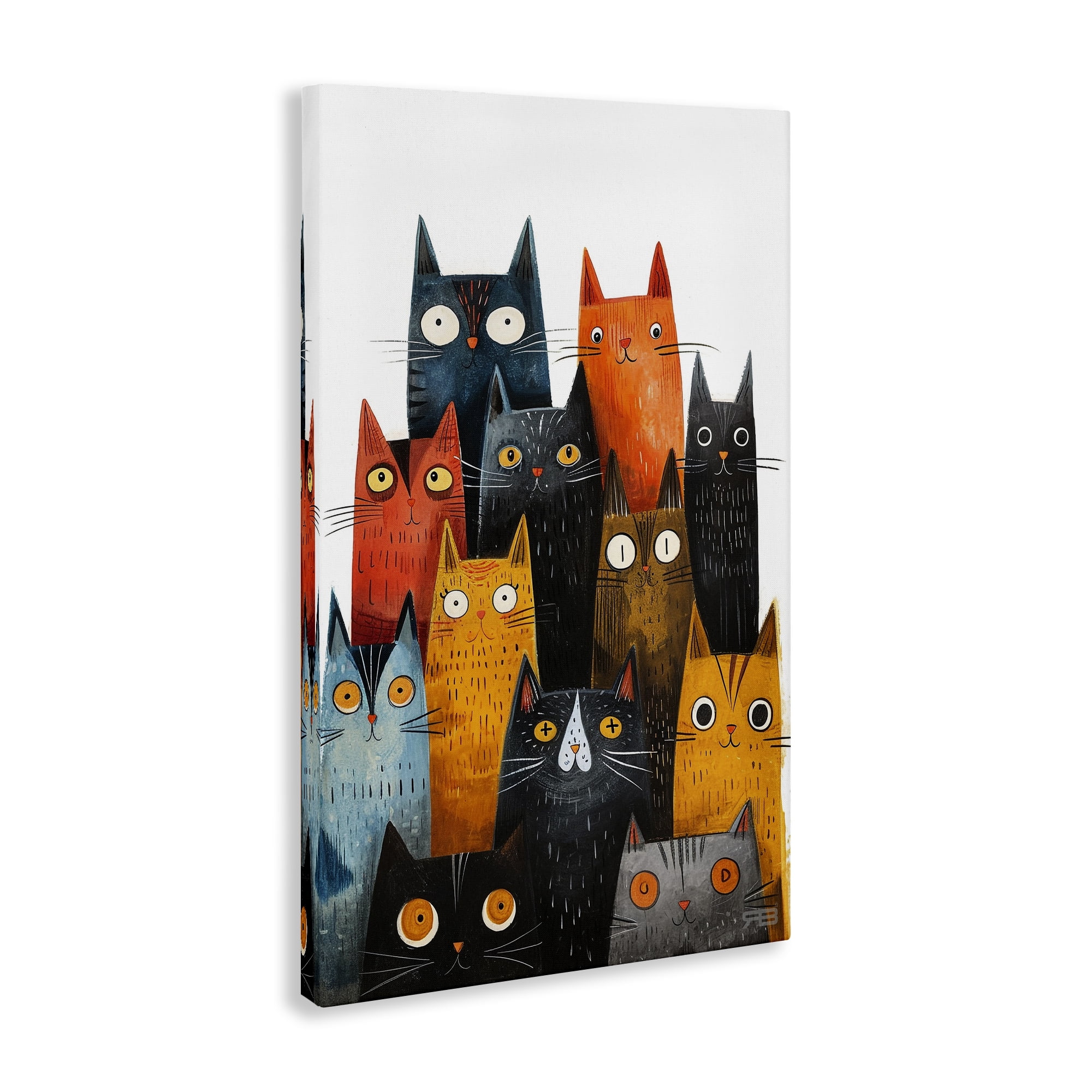 Stupell Industries Fun Peeking Cat Faces Animals & Insects Painting Gallery Wrapped Canvas Art Print Wall Art, 16 x 24