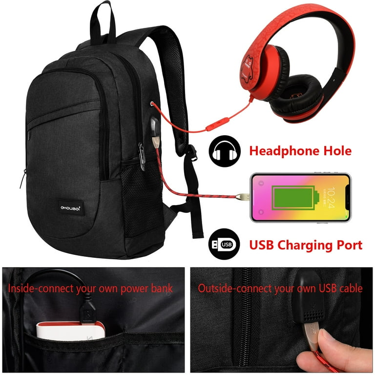 OMOUBOI Business Laptop Backpack Water Resistant Travel Backpack Fits up to 15.6 inch Laptop Black Walmart