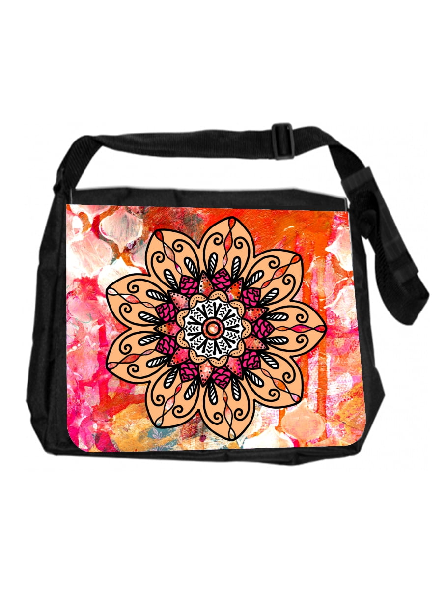 Floral Mandala Petals Cross Body Shoulder Messenger Laptop Bag 