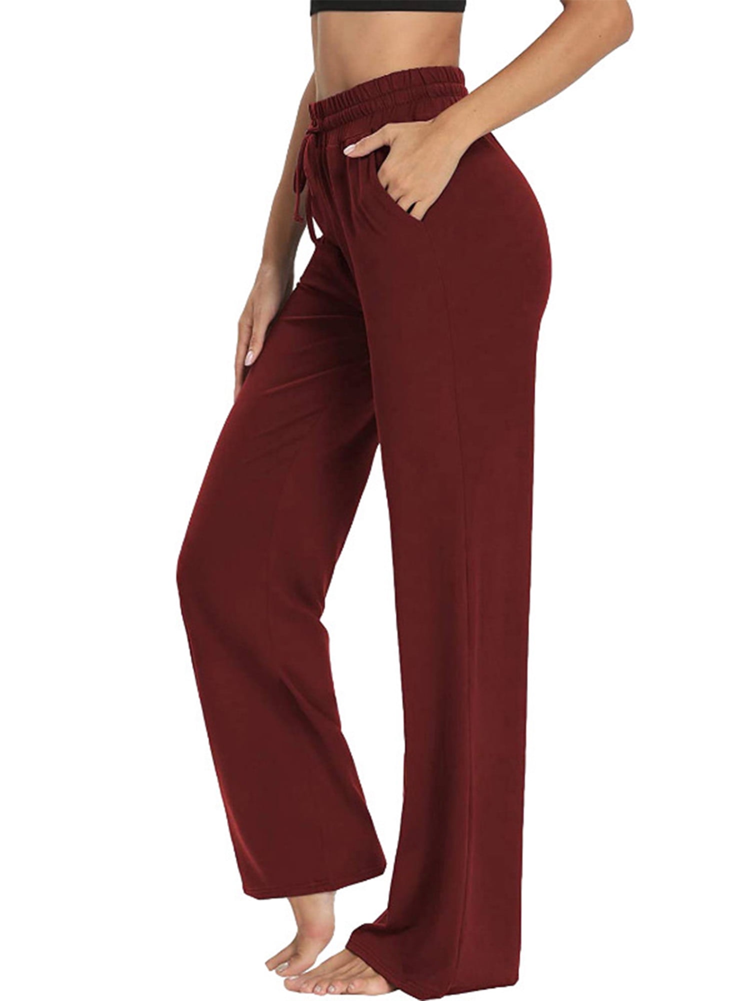 Womens Comfy Casual Pajama Pants Drawstring Palazzo Lounge Pants Wide Leg Yoga Capri Trousers Sweatpants 
