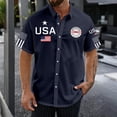 thumbnail image 2 of CONZONE 250 Anniversary Usa Mens Buttons Down Shirts Short Sleeve Independence Day Shirts for Men Trendy Patriotic Usa Letter Graphic Lapel Soft Lightweight Tops, 2 of 5