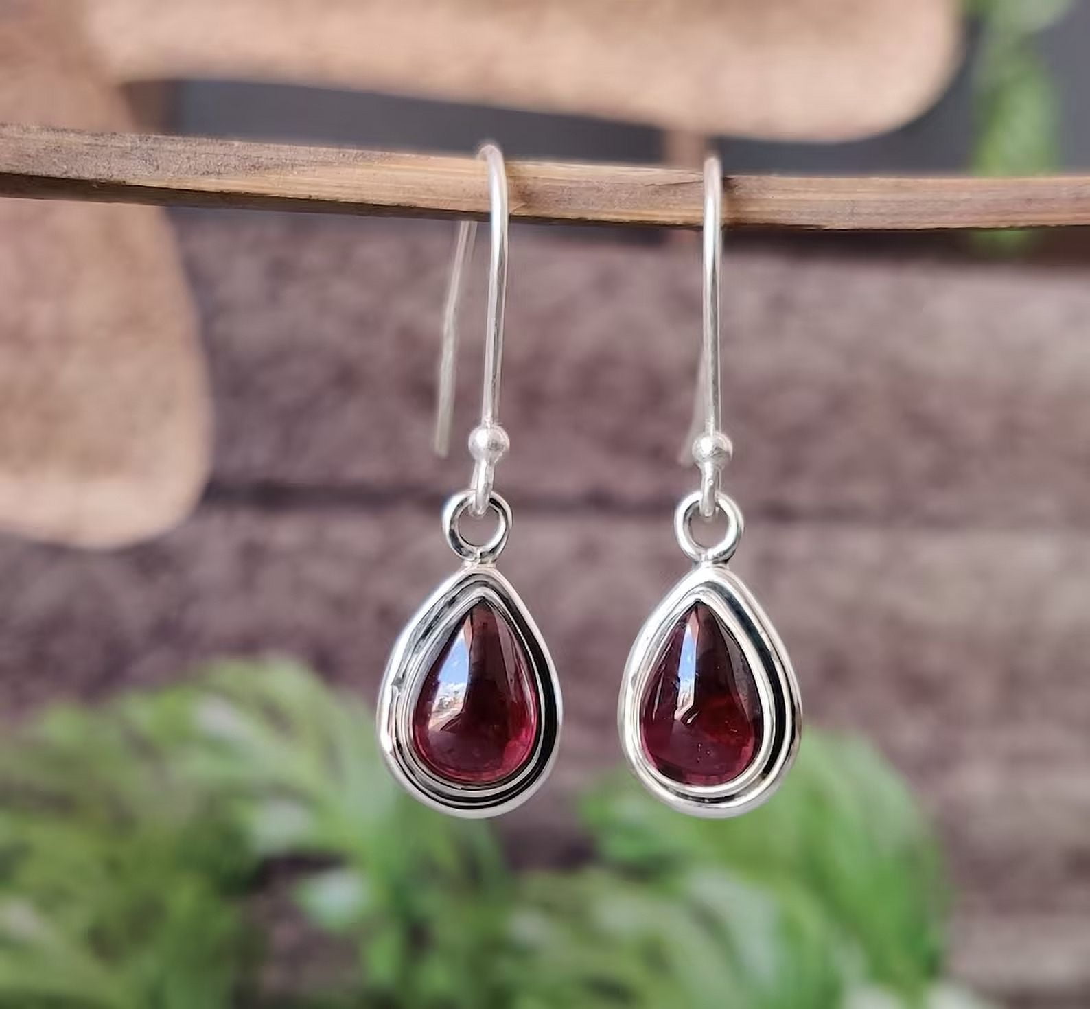 Ciondolo Cuore In Argento 925 Con Granato Rosso Naturale &ndash; Fatto A Mano Dall'India