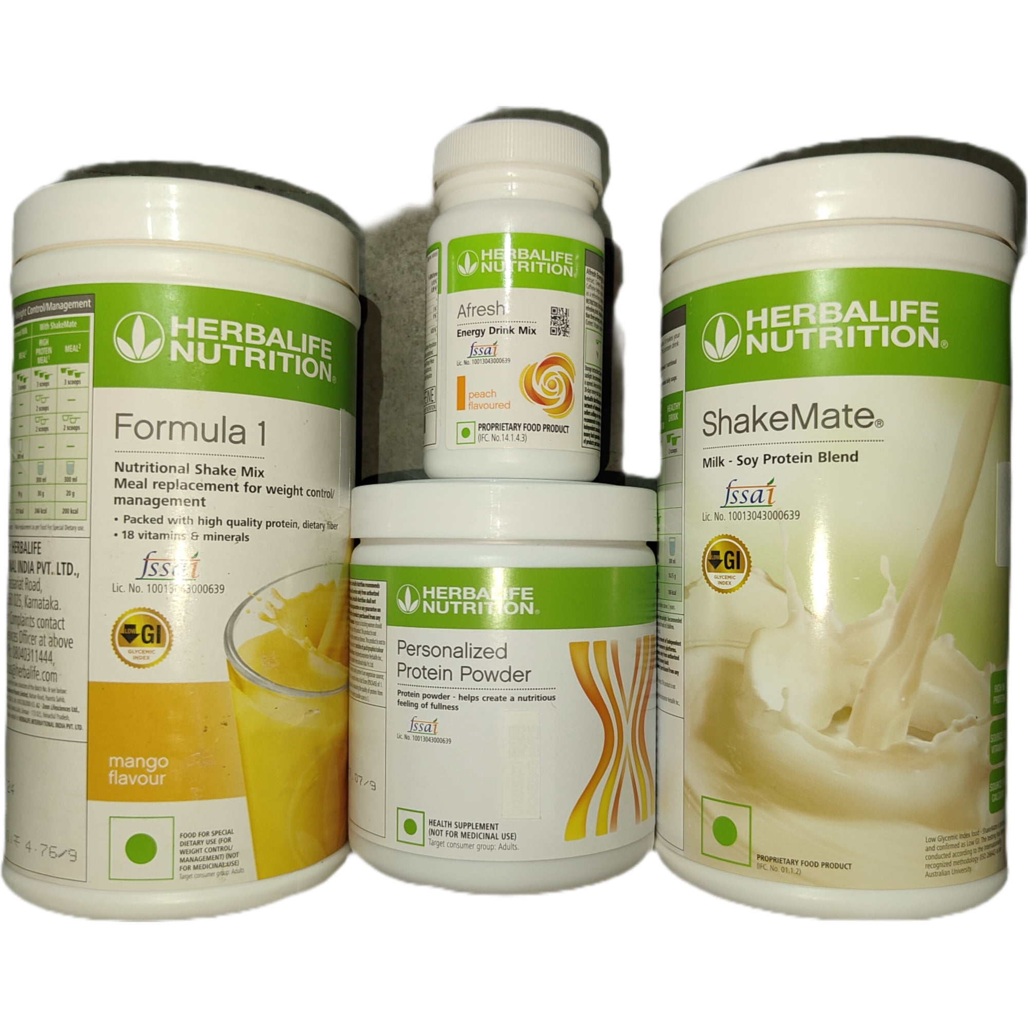 Herblife Nutrition Shake Mix Mango With Protein Powder 200g And Shake Mate & Afresh - Peach