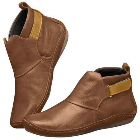 ZIZOCWA Suede Slip On Shoes For Women Boots With Heels For Women Fashion Loop Women S Hook Flat Comfortable Boots Leather Casual Fashion Pure Color Women S Boots Boots For Women With