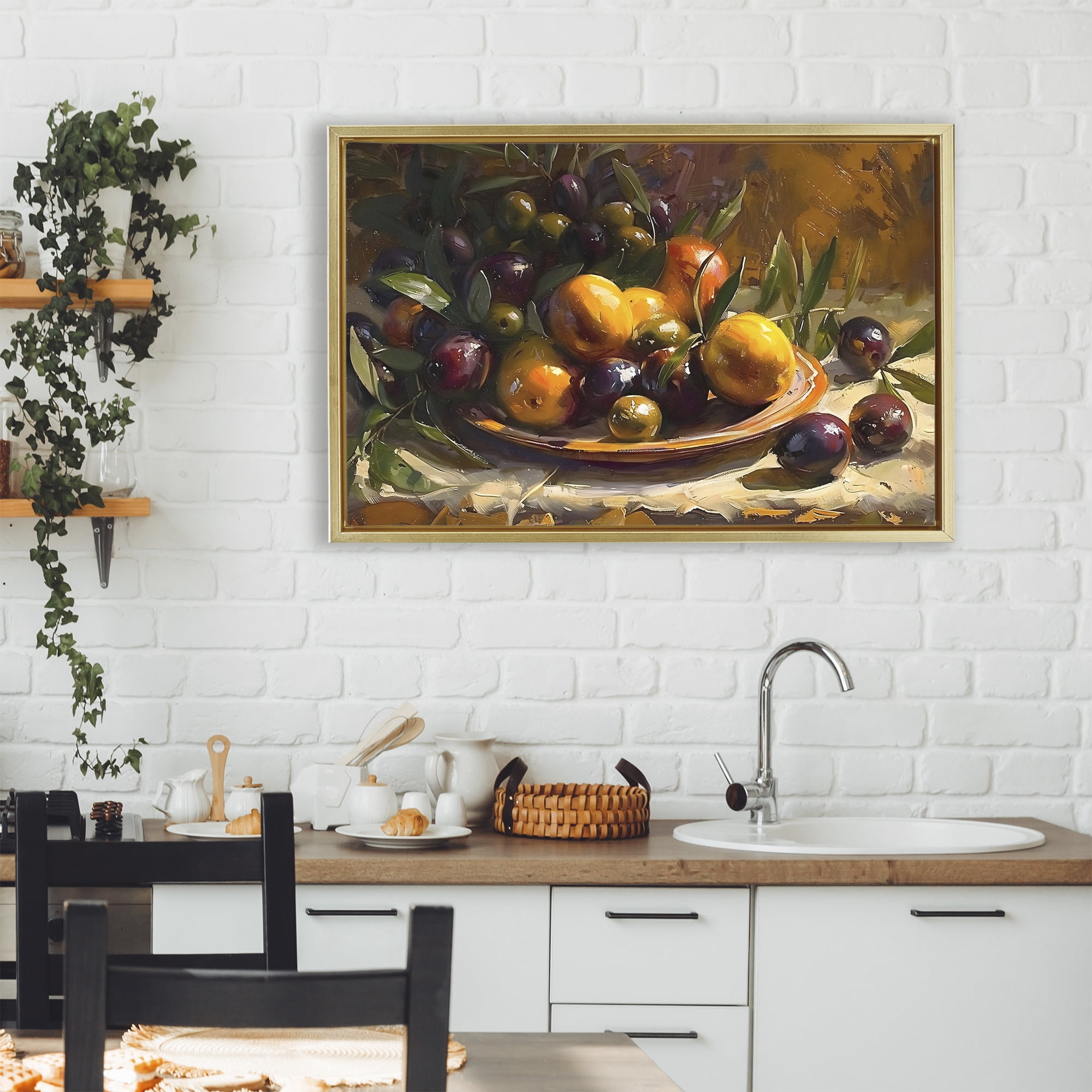 Stupell Industries Array of Olives & Citrus Gold Framed Floater Canvas Wall Art, design by Creative Studio