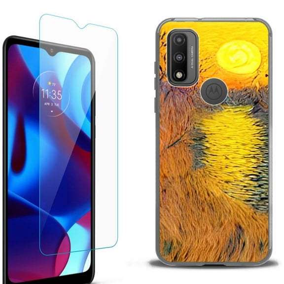 Slim-Fit Fashion Phone Case for Motorola Moto G Pure, with Tempered Glass Screen Protector, by OneToughShield ® - Sunset