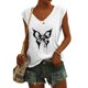 thumbnail image 2 of Camisetas sin mangas con cuello en V de verano para mujer, camisetas de manga corta con estampado de mariposa Retro OAVQHLG3B Store lin121212, 2 of 4