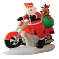 thumbnail image 1 of 6 Foot Long Inflatable Santa Claus & Reindeer Riding Motorcycle, 1 of 4