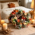 thumbnail image 5 of Artificial Fall Wreath for Front Door, Thanksgiving Maple Leaf Wreath with Mini Green Cream Pumpkins, Halloween Rustic Farmhouse Harvest Garland, 5 of 7