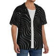 thumbnail image 2 of Fotbe Abstract Black And White Waves Camisa Estampada de Manga Corta para Hombre, Casual de Verano, Estilo Playero, Sin Arrugas-XX-Large, 2 of 5