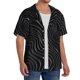thumbnail image 2 of Balery Abstract Black And White Waves Camisa Casual de Manga Corta con Botones para Hombre, Texturizada, Estilo Cubano, para Playa, Verano-Large, 2 of 5