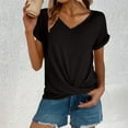 thumbnail image 3 of Uooqdmx Twist Front Tops for Women, Front Knot Tops for Women, V Neck T Shirts for Women, Front Tie Tops for Women, Womens Shirts Dressy Casual, Black S, 3 of 6