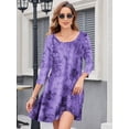 thumbnail image 5 of CRAYNER Casual Womens Fall Dresses, 3/4 Sleeve Loose Fits T Shirt Dress Crew Neck A-line Flowy Swing Dress with Pockets, XL, 5 of 9