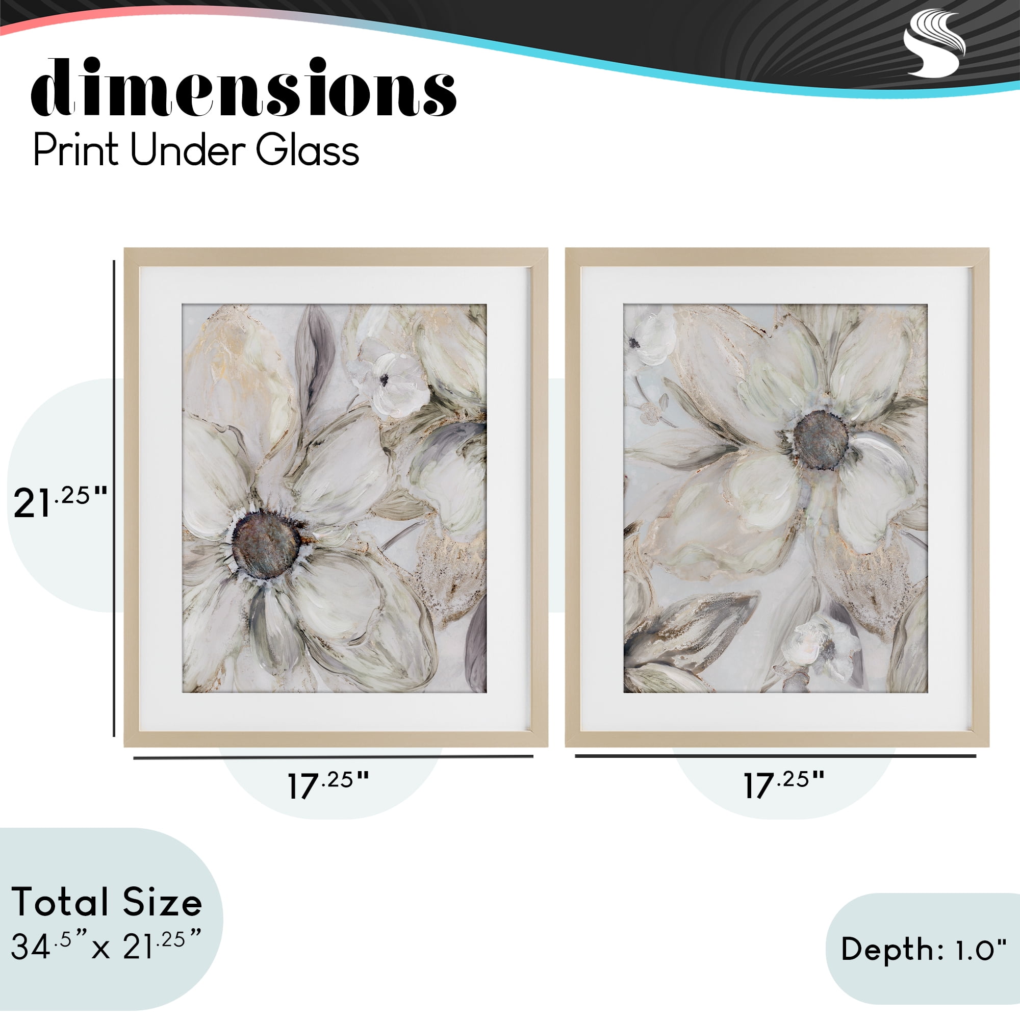 Stupell Industries Sandstone Tinted Blooms 2 Piece Birch Framed Print Under Glass Set, design by Carol Robinson