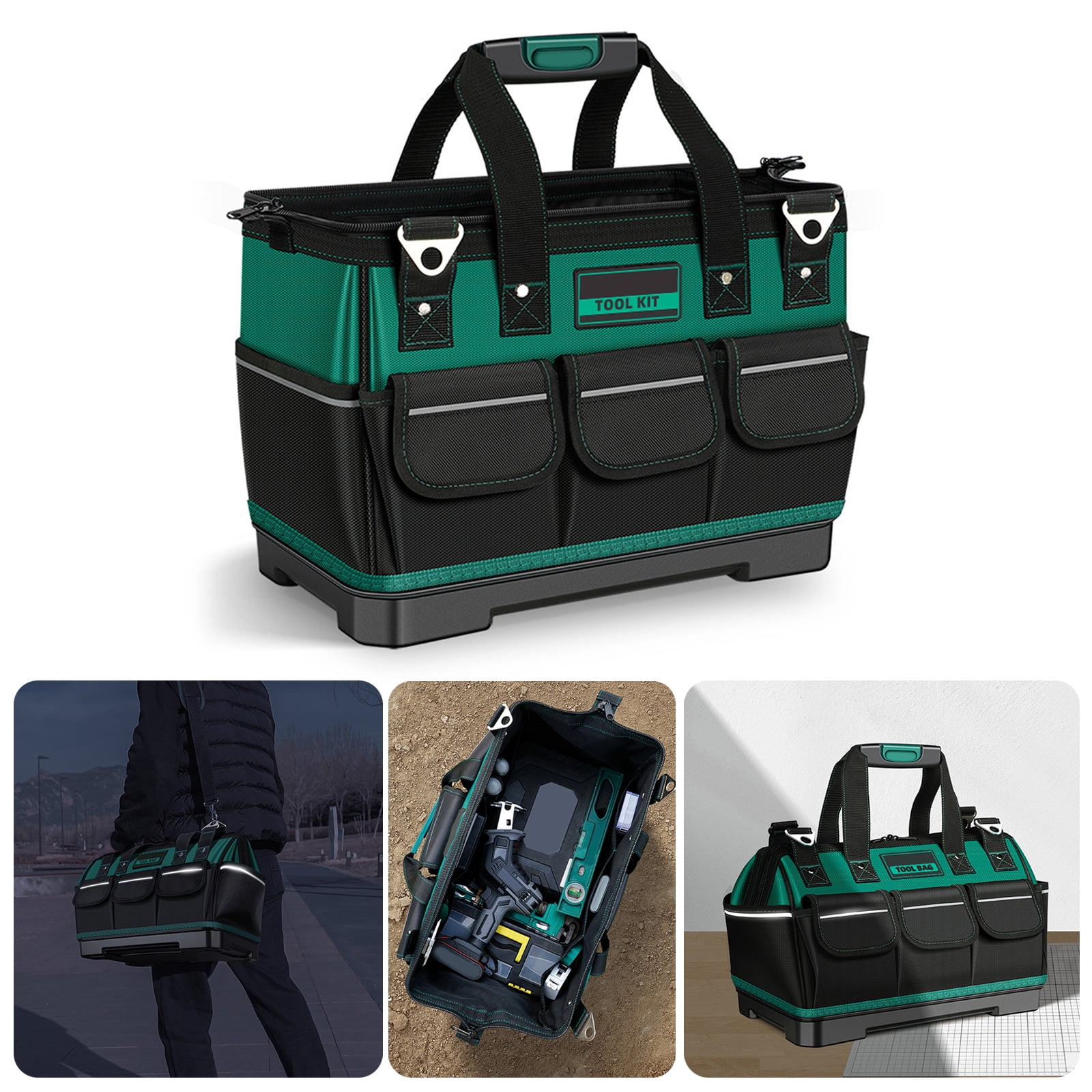RUISINERY 16/18/20/23in Wide Mouth Tool Bag with Bottom Large Capacity Tool Storage Bag Waterproof Organizers Bag