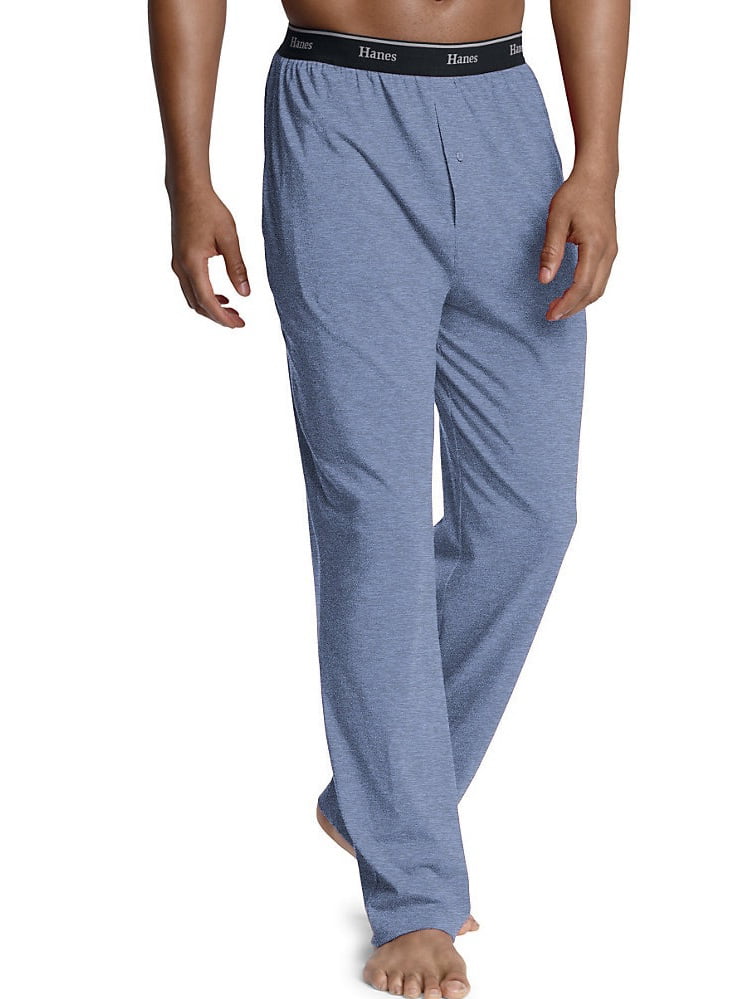 Hanes - Men's Logo Waistband Solid Jersey Pants 2XL medium blue heather ...