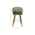 thumbnail image 4 of DecMode Wood Indoor Outdoor Woven Rope Bar Stool with Polyester Cushions and Slender Tapered Legs, Gray, 4 of 17