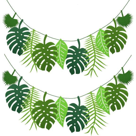 Tropical Leaf Banner Hawaii Luau Party Leaves Garland Summer Beach Theme Wedding Birthday Party Decor (2)