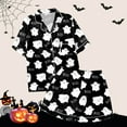 thumbnail image 4 of Matching Halloween Pajamas Women 2 Piece Set Graphic Thin Relaxed Fit Button Short Sleeve Shirts and Shorts Soft Cute Pj Sets Woman Black M, 4 of 7