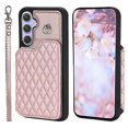 thumbnail image 1 of Funda con textura de cuadrícula y cordón para Samsung Galaxy A54 5G (negra), 1 of 5