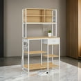 thumbnail image 6 of Benjara Jax 71 Inch Kitchen Storage Rack, 4 Tier Brown Shelves 1 Drawer, White Iron, 6 of 6