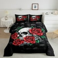 thumbnail image 2 of Castle Fairy Gothic Skull 2pcs Bedding Comforter Set,Red Rose Twin Comforter Sets,Exotic Style Breathable Bedding Set,Luxury Teens Bedroom Decor,Reversible, 2 of 8