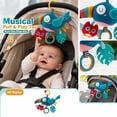 thumbnail image 3 of Kiddiway Happy Monkey Baby Stroller Hanging Plush Toy - Plush Figurine & Cute Plushies, Baby Rattles & Plush Rings, Music Pull, Sensory Auditory, Easy Attach, Car Stroller,Blue, 3 of 7