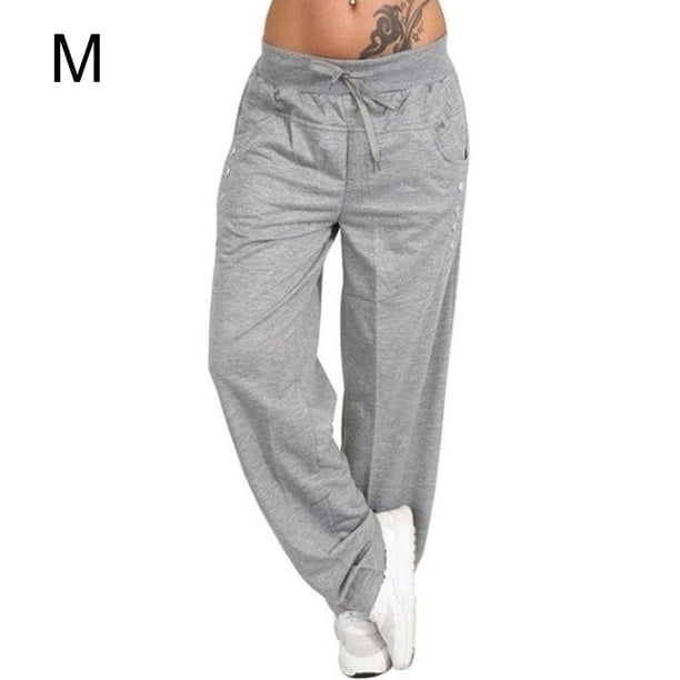 Pantalones Pantalones deportivos sueltos Pierna recta Pantalones de chándal casuales para mujer, Gris claro, M Inevent AP002164-02