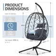 thumbnail image 4 of SWITTE Egg Chair with Stand , PE Wicker Hanging Outdoor Egg Chair with Metal Frame, Dark Gray, 4 of 8