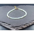thumbnail image 2 of Chrysoprase 3.5mm Round Shape Faceted Cut Beads 7 inch Adjustable Gold Plated Clasp Bracelet for men, women, unisex. Link Chain Stacking Bracelet.|LINK_02070, 2 of 5