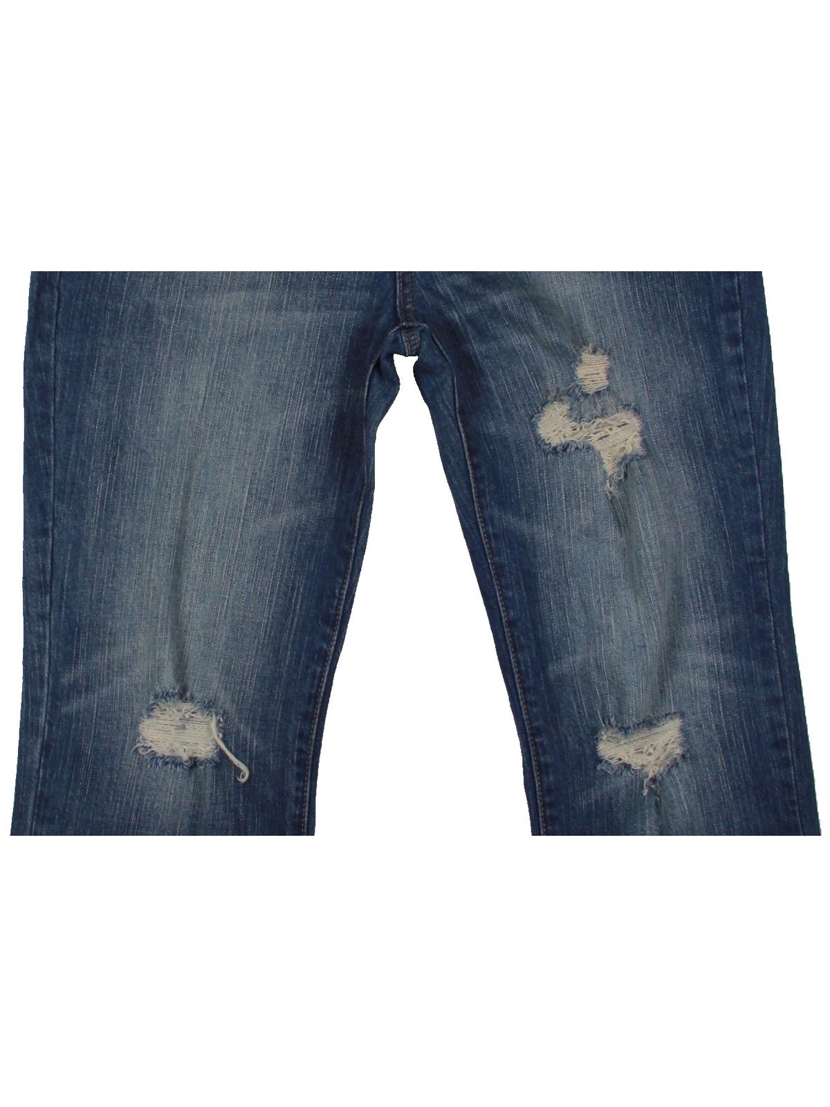Numero Womens Juniors Frayed Hem High Rise Straight Leg Jeans Blue 28