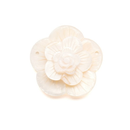 Stack Formed Flower Mother-of-Pearl Shell Charms 50x11mm 1pcs/pack (2-pack Value Bundle), SAVE