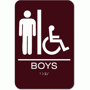 

BOYS Accessible Restroom Sign - Styrene-Brown / White (2 Units)