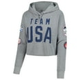 thumbnail image 2 of Women's Heather Gray Team USA Flag & Patches Fleece Cropped Pullover Hoodie, 2 of 4