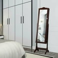 thumbnail image 3 of Gymax Armoire à Bijoux Miroir avec Lumières LED et Design Verrouillable, Brun, 3 of 10