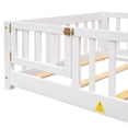 thumbnail image 6 of Miniyam Twin Size Toddler Floor Bed with Safety Guardrails, White, 6 of 8
