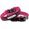 thumbnail image 2 of Didog Personalized Braided Leather Dog Cat Collar Engraved Dog Pet ID Name Collar Adjustable for Small - Large Dogs Blue/Red/Pink/Yellow/Purple/Hot Pink, 2 of 10