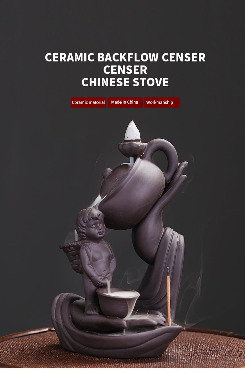 Buddha Hand Series Backflow Incense Burner Indoor Smoke Waterfall Incense Holder Creative Ceramic Incense Burner (Boy)