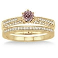 thumbnail image 2 of 2 Carat Morganite & Diamond Antique Bridal Set Engagement Ring on 10k Yellow Gold, 2 of 2