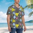 thumbnail image 2 of Lsque Geometric pattern Hawaiian Shirt for Men, Unisex Summer Beach Casual Short Sleeve Button Down Shirts-XX-Large, 2 of 9