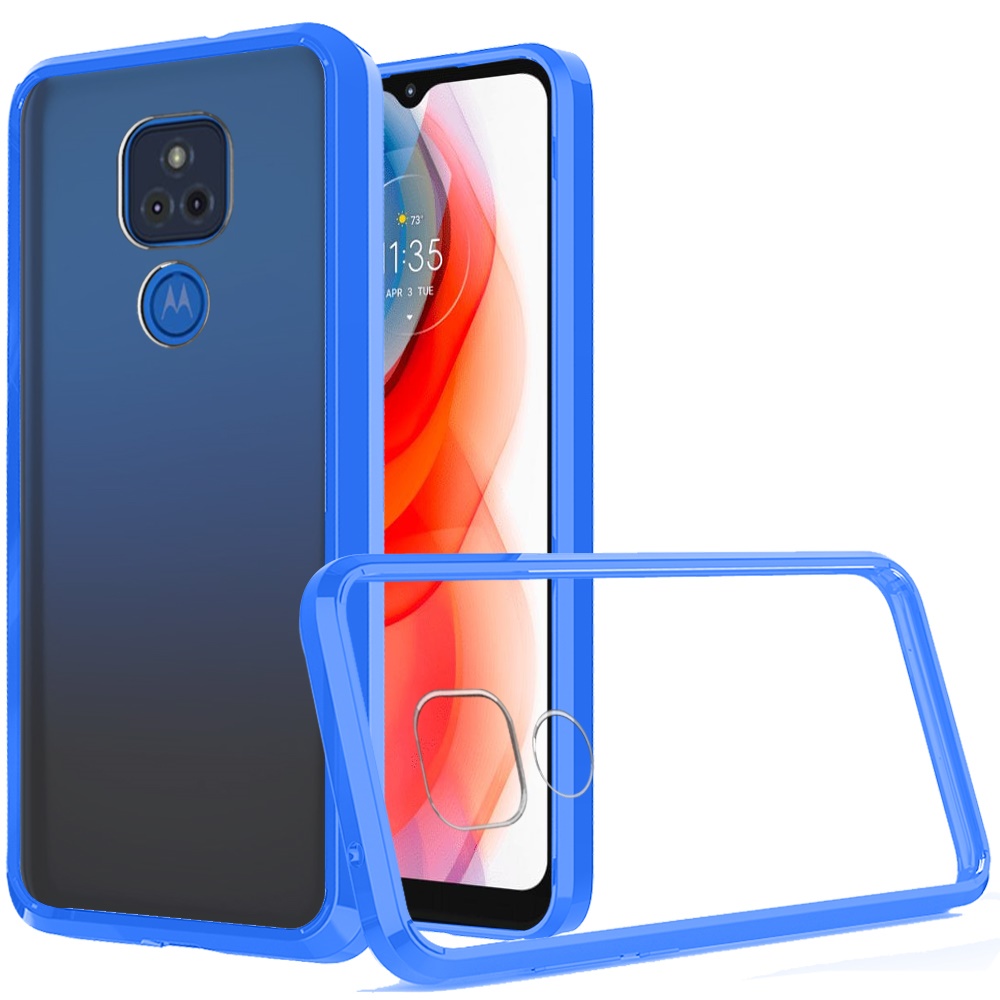 for Motorola Moto G Play 2021 Slim Crystal Transparent Shock-Absorption Bumper with Soft TPU + Hard PC Back Frame Cover ,Xpm Phone Case [Blue] - Walmart.com