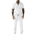 thumbnail image 2 of Maqroz Mens 2 Piece Outfits Quarter Zip Short Sleeve Shirt and Pants Business Formal Wedding Office Wear Lightweight Professional Elegant Ceremony Outfit, 2 of 9