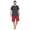 Red/Black Stewart, variant on Men's Woven Short Sleeve Jersey Top & Pajama Shorts Set