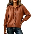 thumbnail image 3 of Maplenight Hooded Cardigans for Women Button Down Knit Sweater Long Sleeve Drawstring Casual Fall Lightweight Sweaters, 3 of 6