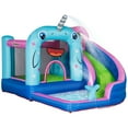 thumbnail image 2 of Outsunny 5-in-1 Water Slide Kids Inflatable Bounce House Narwhals Theme Water Park Includes Slide Trampoline Pool Cannon Climbing Wall with Carry Bag, Repair Patches without Air Blower, 2 of 9